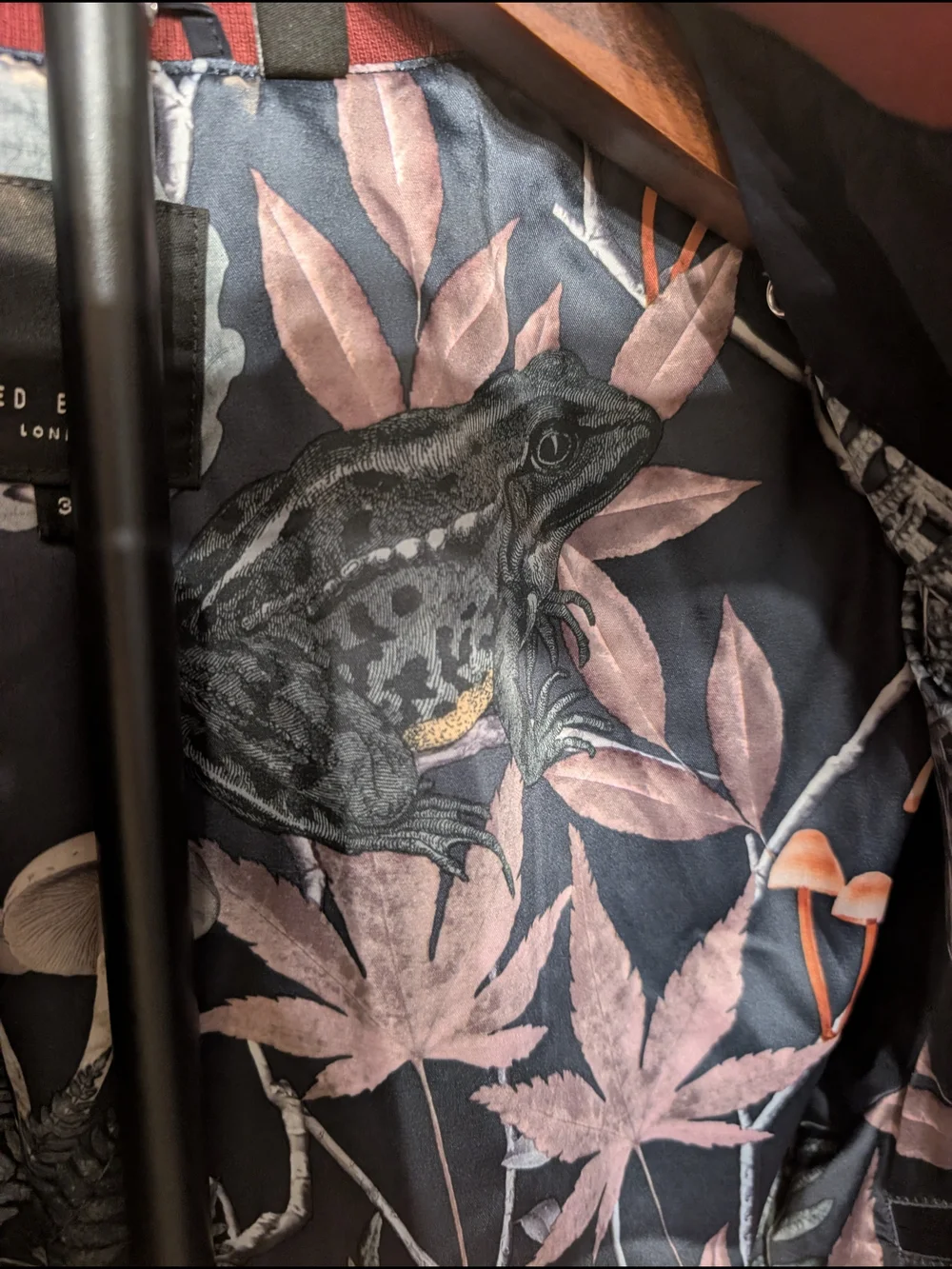 Ted Baker Navy Bomber Jacket with Floral Lining Mushroom Frog